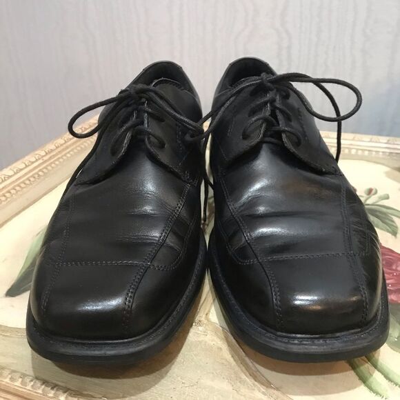 Clarks Black Leather Newman Bicycle Toe Oxfords Sz 11 - Picture 8 of 15